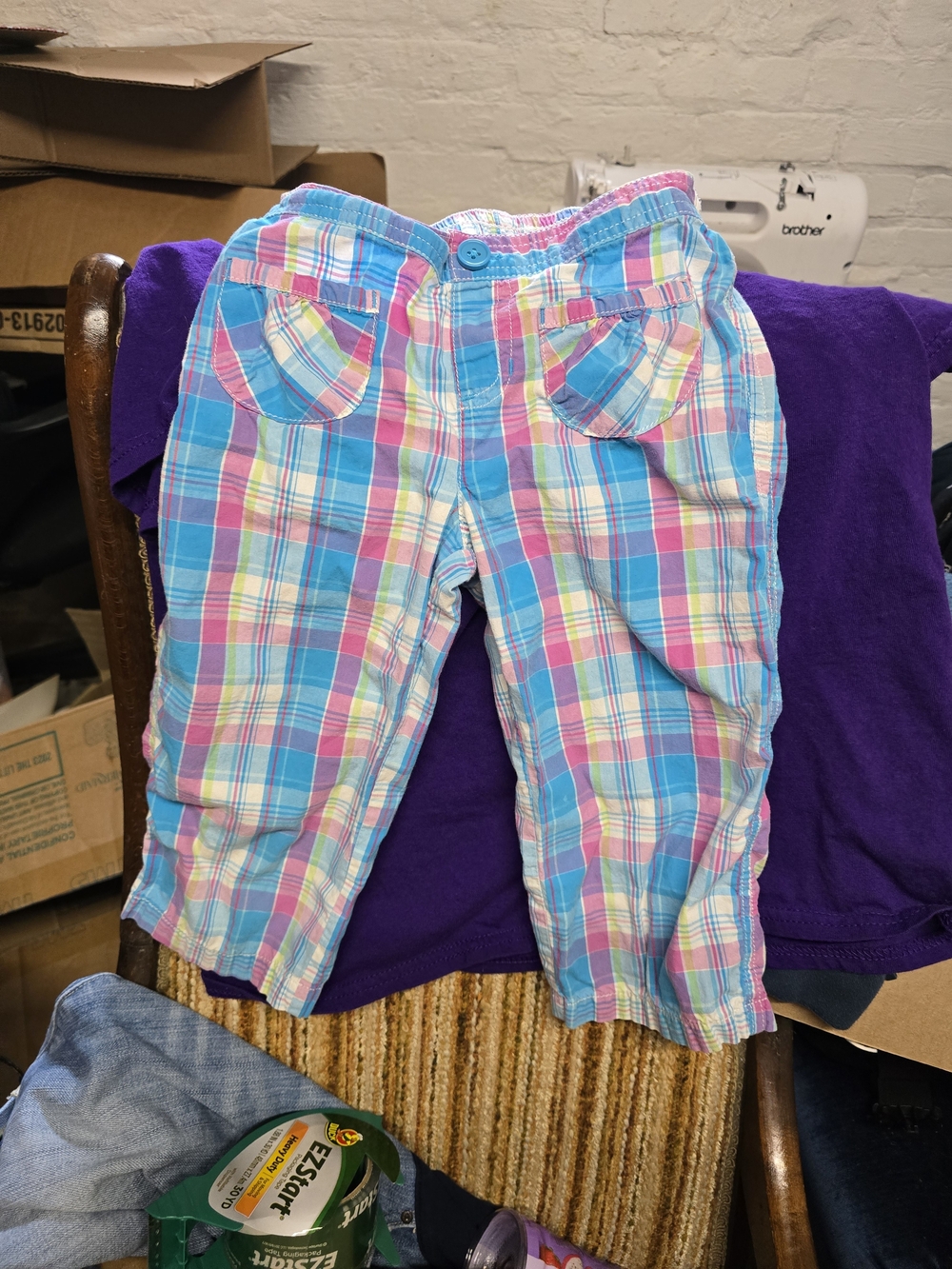 jumping beans Pink and Blue Plaid Pajama Bottoms